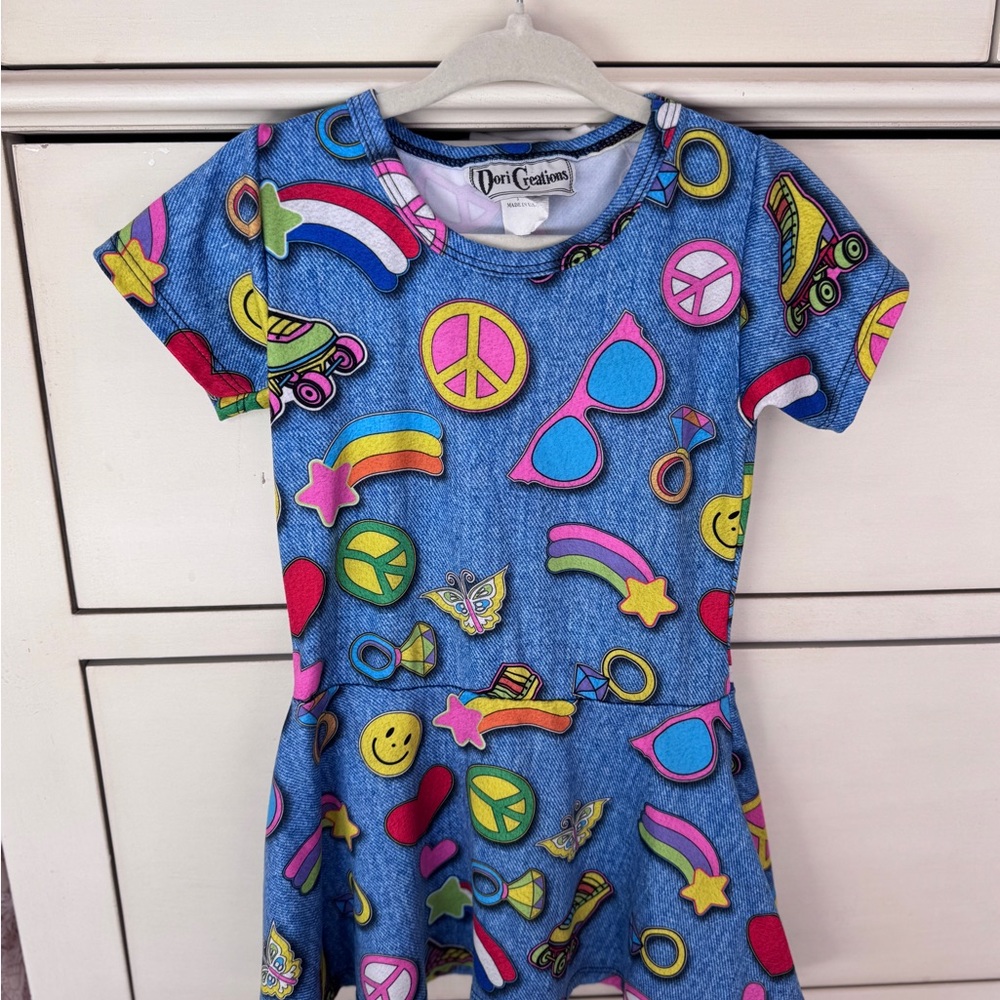 Dori Creations Kids Blue Graphic Casual Dress